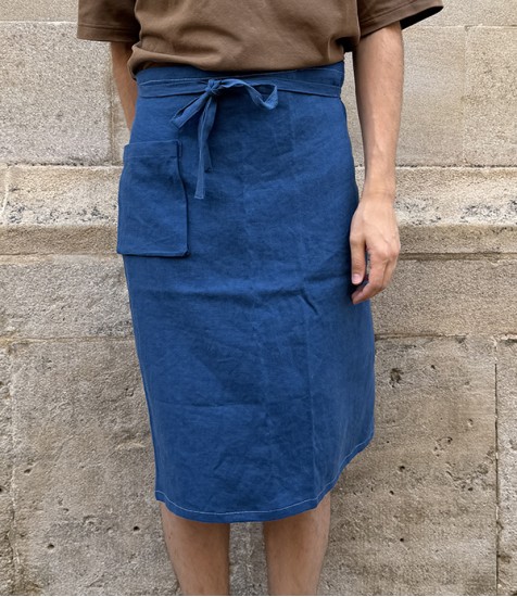 Japanese Linen Waist Apron, Blue
