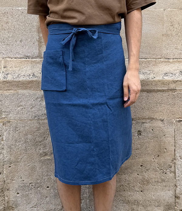 Japanese Linen Waist Apron, Blue