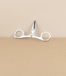 French folding scissors, red leather case