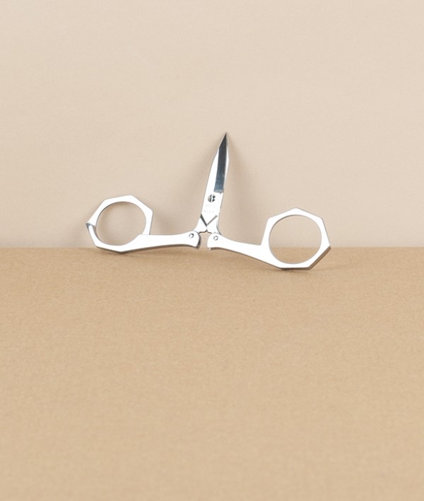 French folding scissors, red leather case