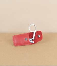 French folding scissors, red leather case