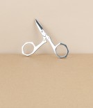 French folding scissors, red leather case