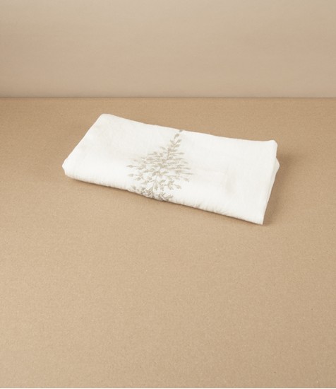 Embroidered French Linen Napkin, 'Reseda'