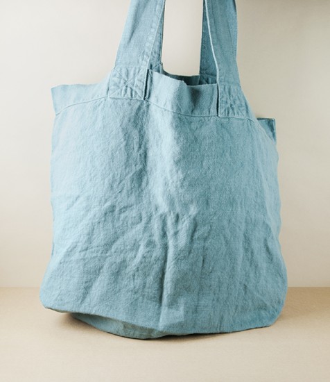 French Linen Over-Sized Woven Carry-All, Vert de Gris