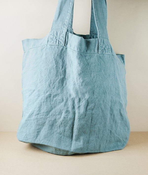 French Linen Over-Sized Woven Carry-All, Vert de Gris