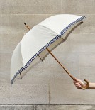 French Linen Fit-Up Parasol-Umbrella, Navy Trim