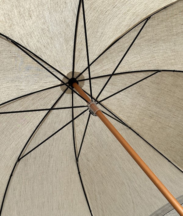 French Linen Fit-Up Parasol-Umbrella, Navy Trim