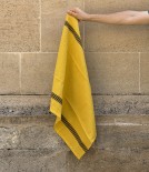 French Striped Kitchen Towel, Cotton & Linen, Curry
