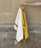 French Striped Kitchen Towel, Cotton & Linen, Curry