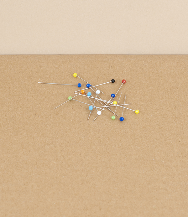 French glass headed pins, Assorted colours