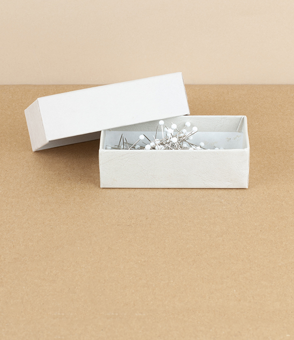 French glass headed pins, White