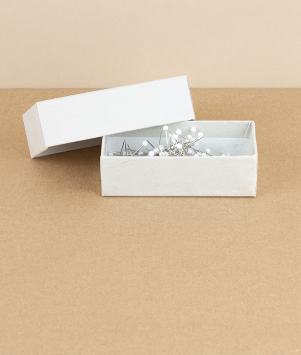 French glass headed pins, White