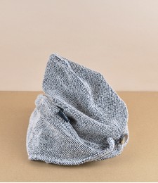 Finnish Linen Hair Wrap with Wooden Button, Grey