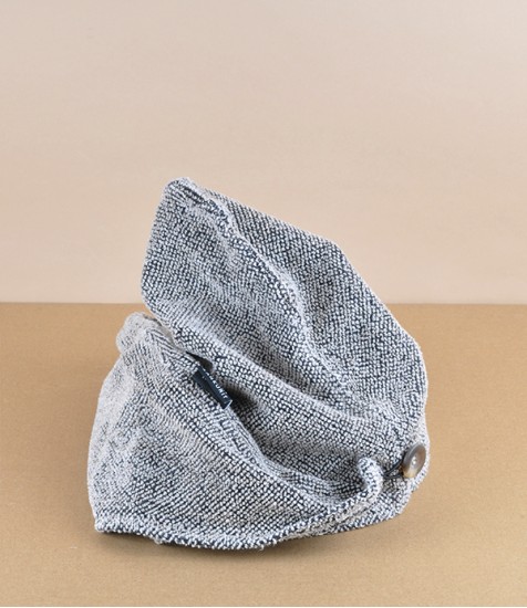 Finnish Linen Hair Wrap with Button, Grey