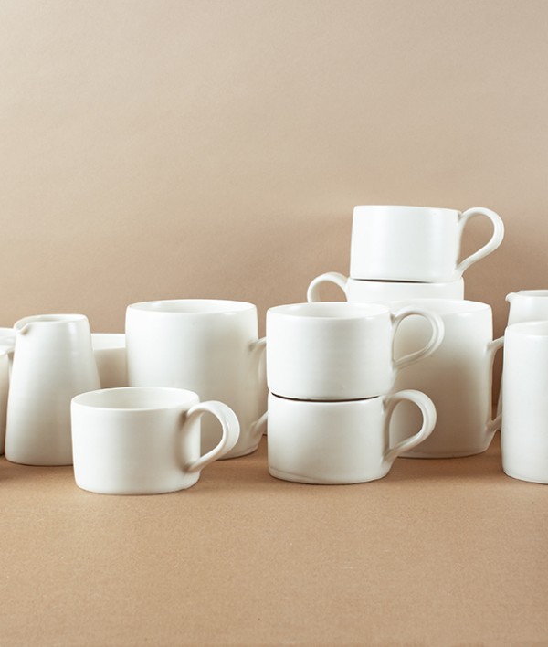 Mihaly Herczeg Hand Thrown Low Mug, White