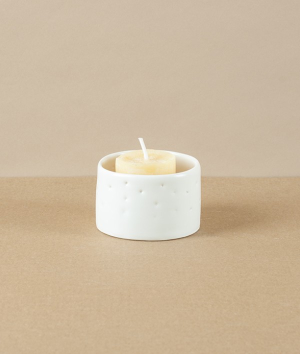 Mihaly Herczeg Hand Thrown Tea Light Holder, White