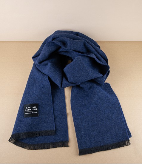 Finnish Merino Wool ‘Hanki’ Scarf, Dark Blue