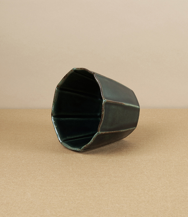 Hitohana Japanese Earthenware Cup & Saucer, Navy