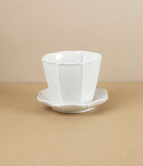 Hitohana Japanese Earthenware Cup & Saucer, White