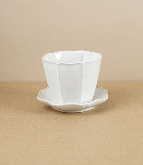 Hitohana Japanese Earthenware Cup & Saucer, White