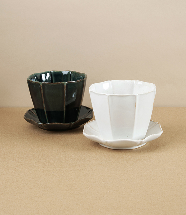 Hitohana Japanese Earthenware Cup & Saucer, Navy