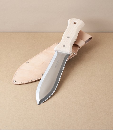 Hori-Hori Gardening Knife with Undyed Leather Sheath, Snow Beech