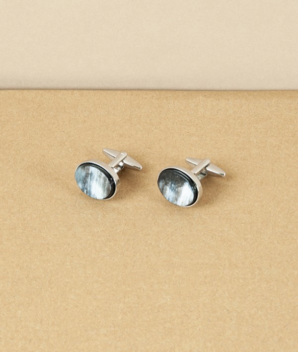 Horn & Rhodium-Plated Cufflinks