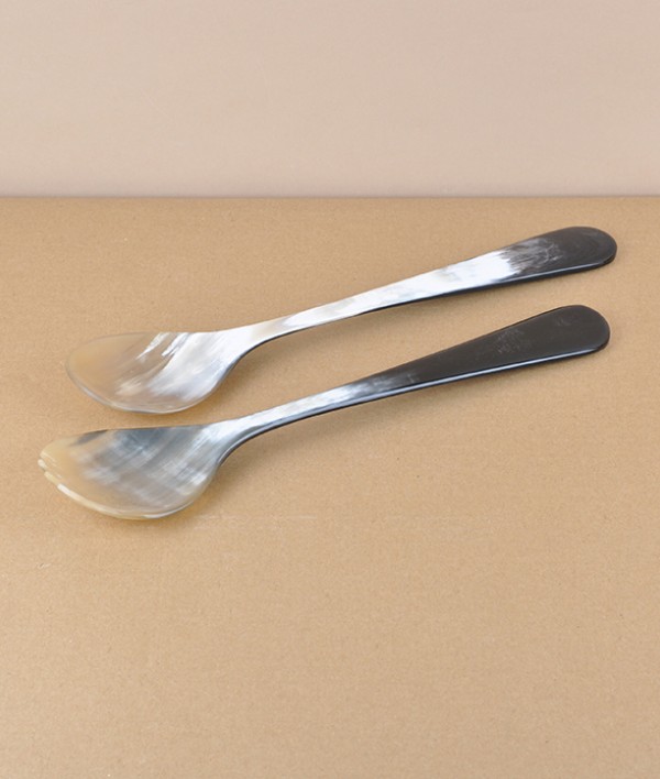 Hand Made Ox-Horn Salad Servers