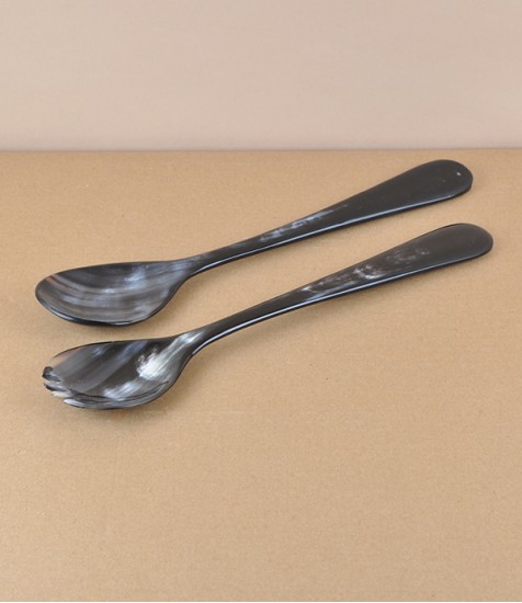 Hand Made Ox-Horn Salad Servers