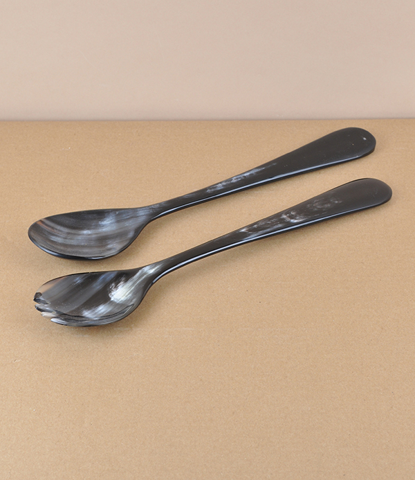 Hand Made Ox-Horn Salad Servers