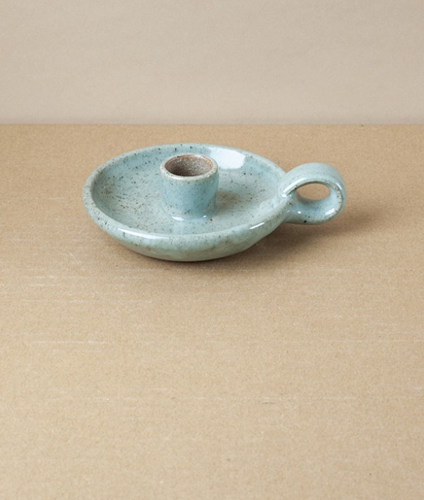 Simon Horton Candle Holder, Stoneware, Blue