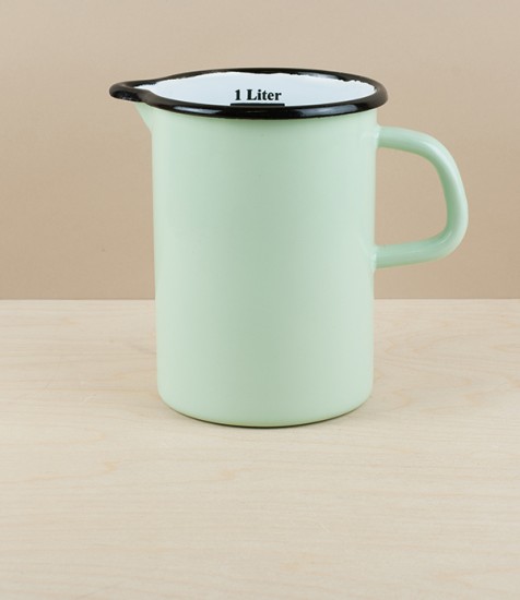 Hungarian Enamel Measuring Jug, Pistachio
