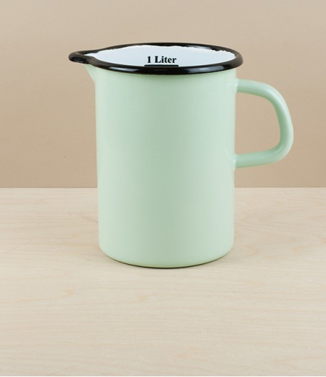 Hungarian Enamel Measuring Jug, Pistachio