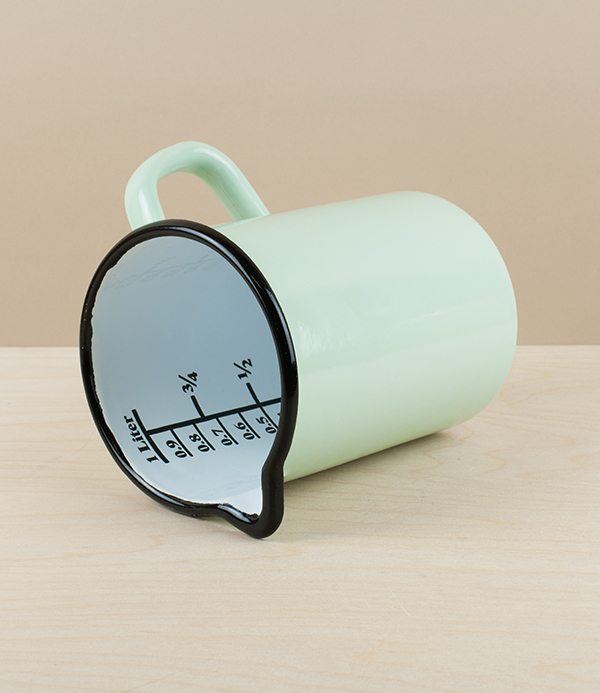 Hungarian Enamel Measuring Jug, Pistachio