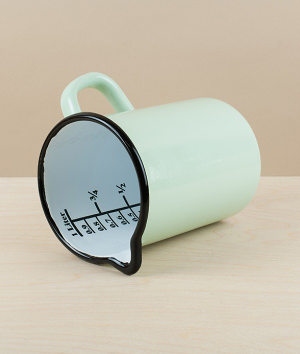 Hungarian Enamel Measuring Jug, Pistachio