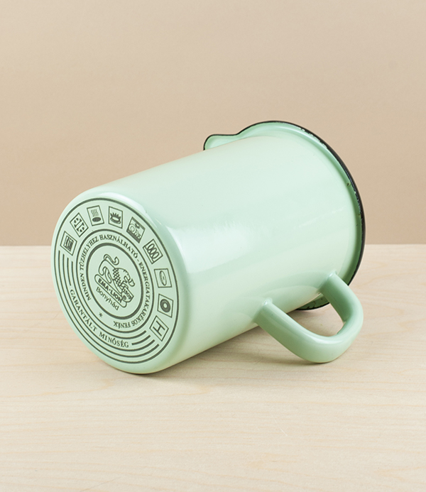 Hungarian Enamel Measuring Jug, Pistachio