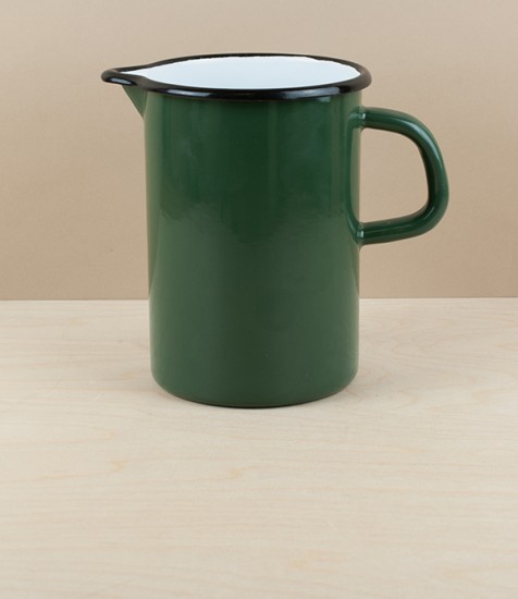 Hungarian Enamel Table Jug, Dark Green