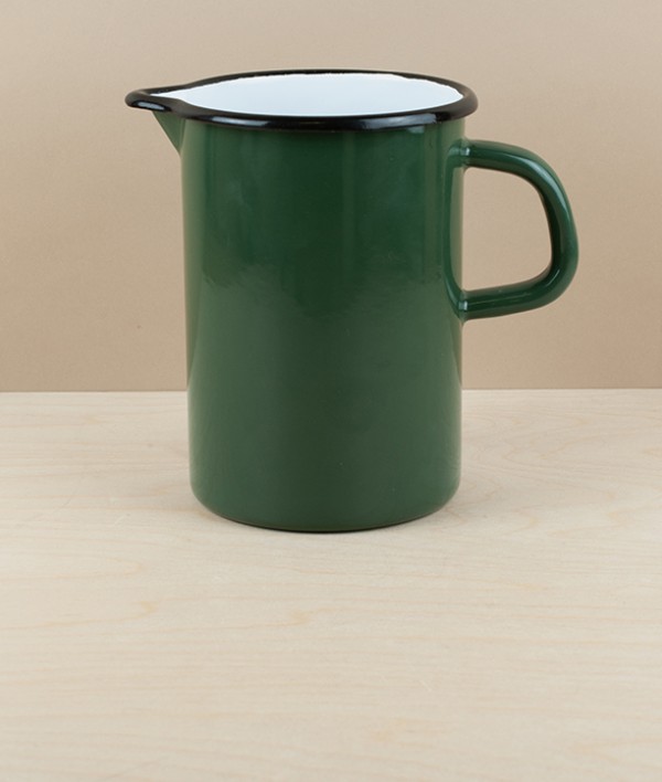 Hungarian Enamel Table Jug, Dark Green