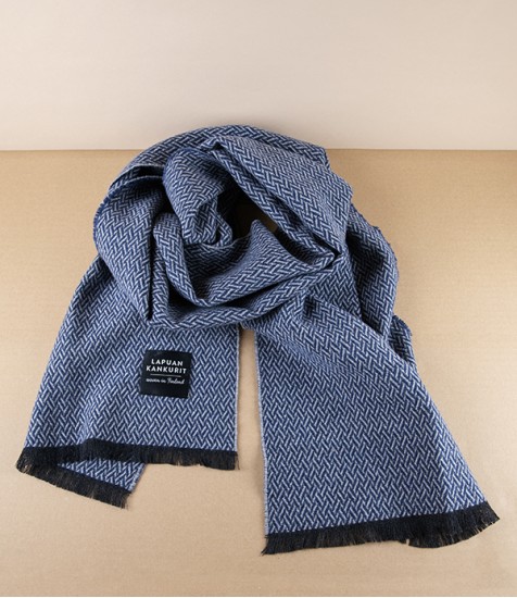 Finnish Merino Wool ‘Huurre’ Scarf, Dark Blue