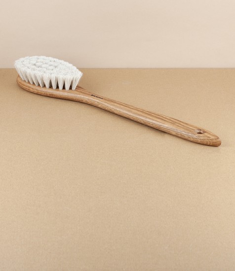 Swedish large bathing brush, oiled oak & horsehair
