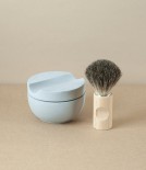 Concrete shaving cup and cedar soap