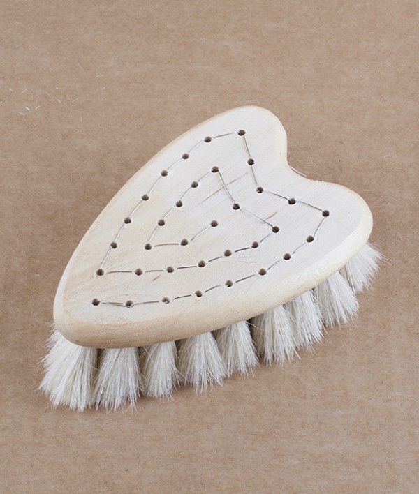 Swedish heart-shaped baby brush, goat hair