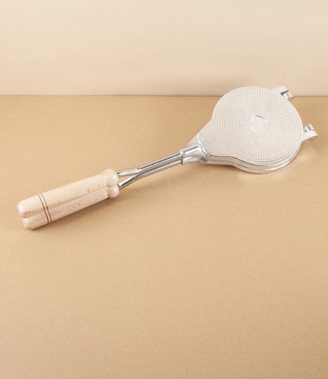 Italian Stovetop Pizzelle & Cone Iron with Wooden Handle