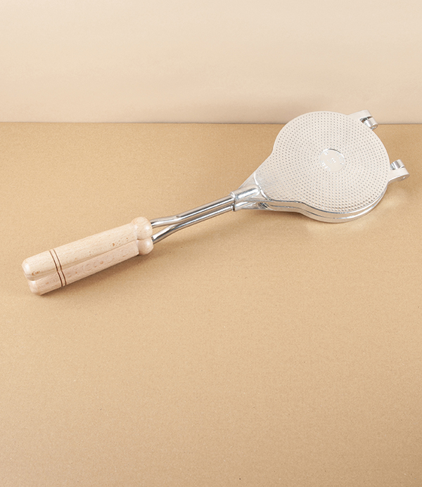 Italian Stovetop Pizzelle & Cone Iron with Wooden Handle