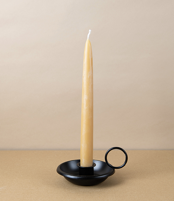 Lacquered Steel Candle Holder, Black