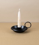 Lacquered Steel Candle Holder, Black