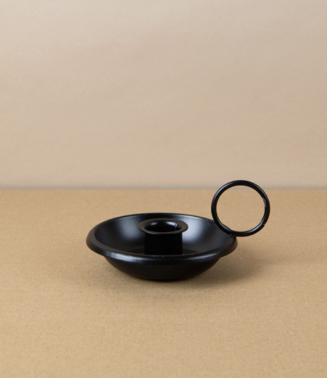 Lacquered Steel Candle Holder, Black