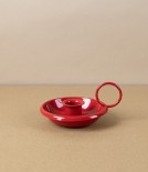Lacquered Steel Candle Holder, Red
