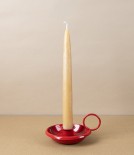 Lacquered Steel Candle Holder, Red
