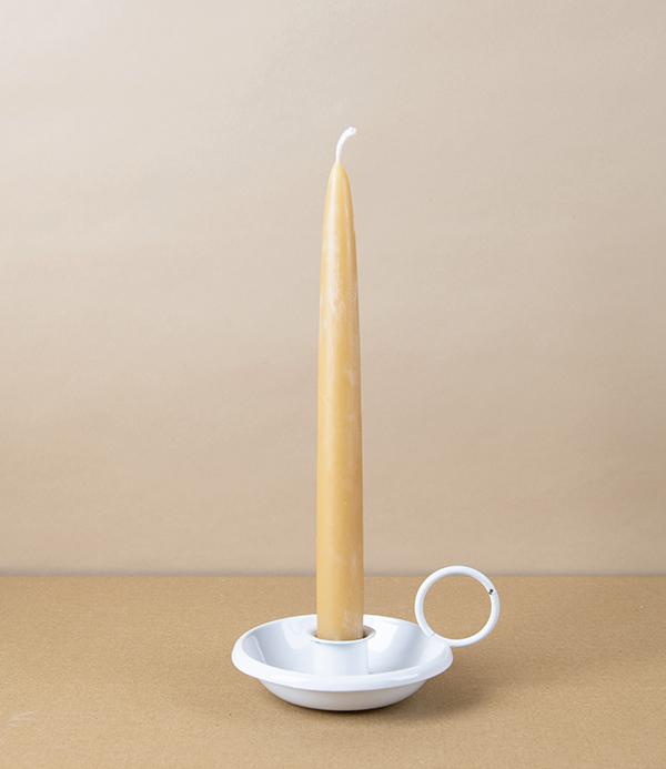 Lacquered Steel Candle Holder, White